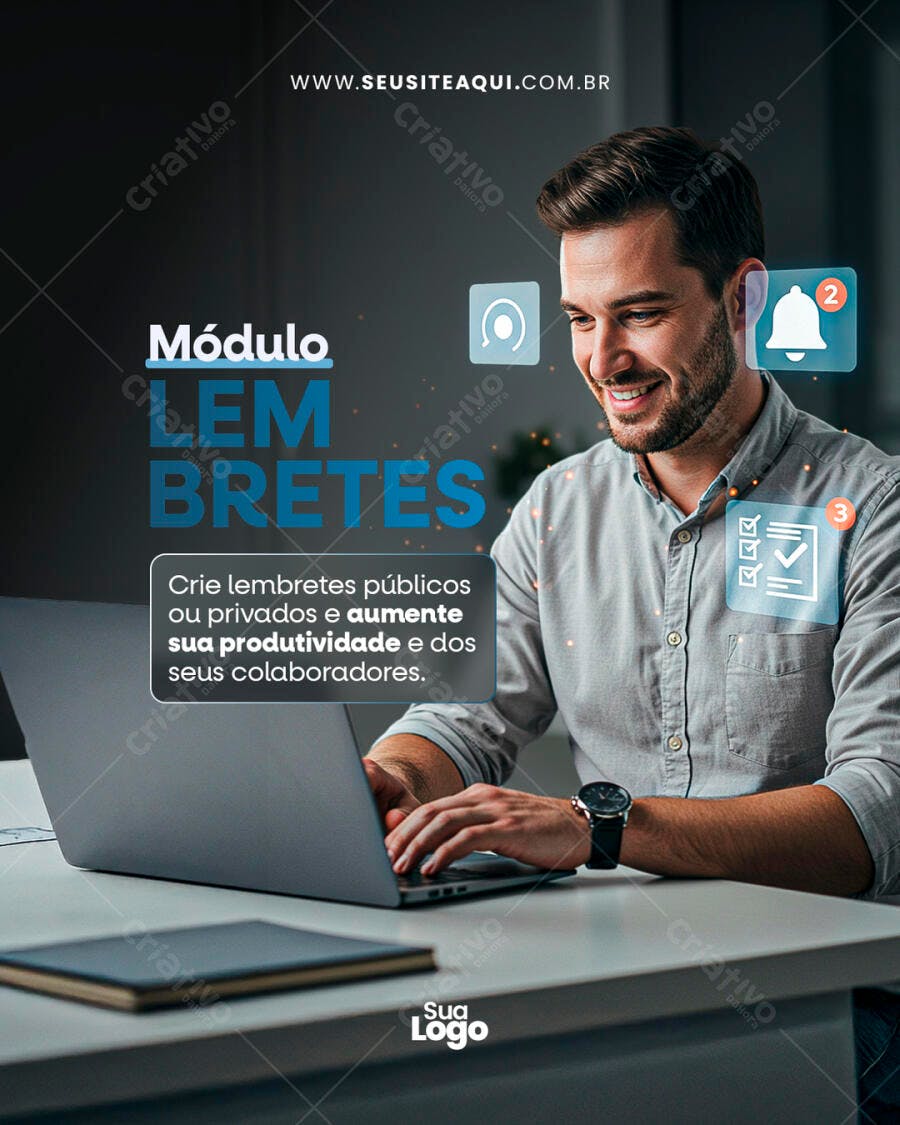 Post para Redes Sociais com Lembrete PSD Editável