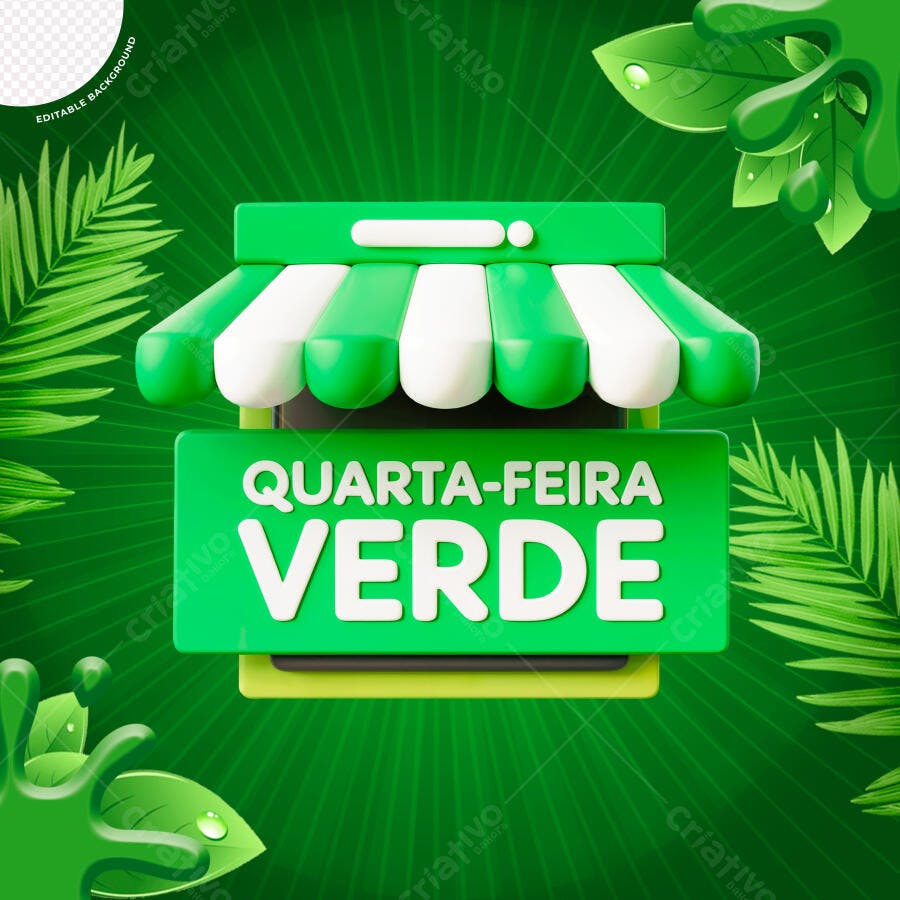 Postagem para Quarta-feira Verde PSD Editável