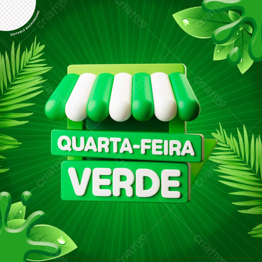 Postagem para Quarta-Feira Verde PSD Editável