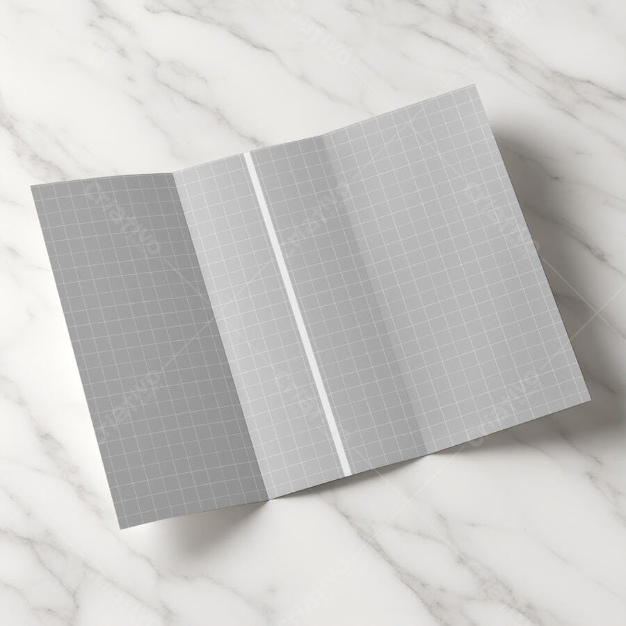 Mockup Trifold Brochura Minimalista em Mármore