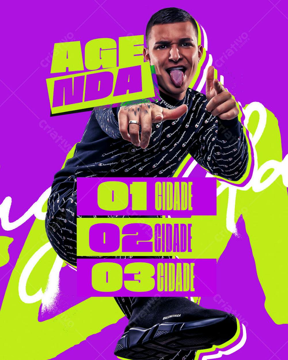 AGENDA DE SHOWS ARTISTA DE FUNK MC GUI PARA FEED PSD EDITÁVEL