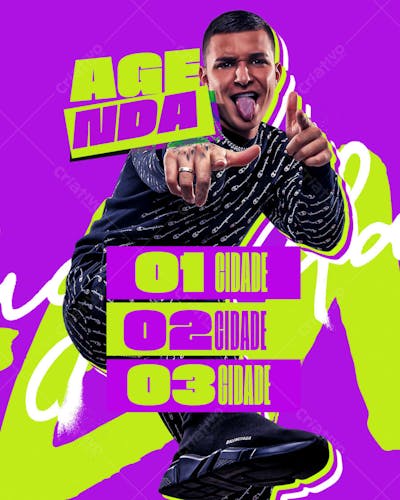 AGENDA DE SHOWS ARTISTA DE FUNK MC GUI PARA FEED PSD EDITÁVEL