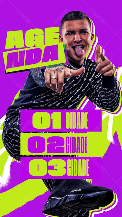 AGENDA DE SHOWS ARTISTA DE FUNK MC GUI PARA STORYS PSD EDITÁVEL