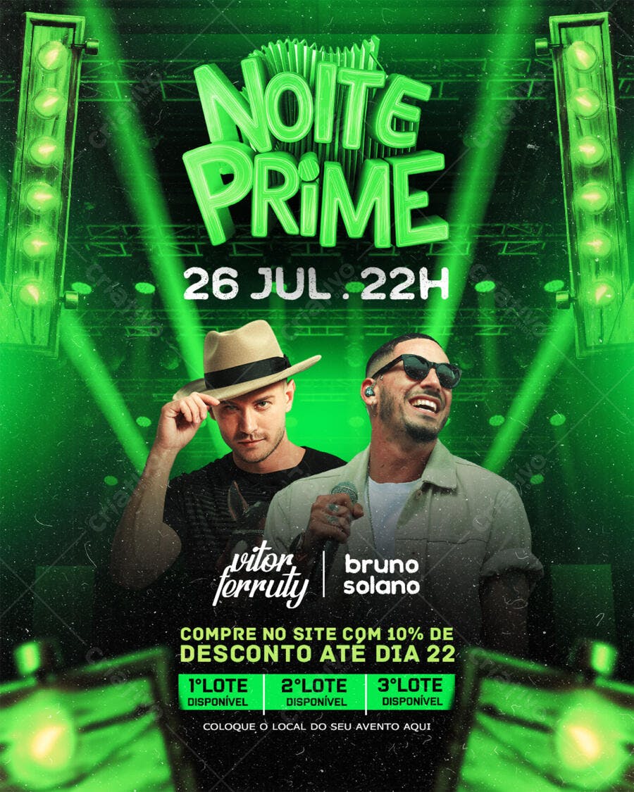 Flyer para Evento Musical com Vitor Ferruyty e Bruno Solano PSD Editável