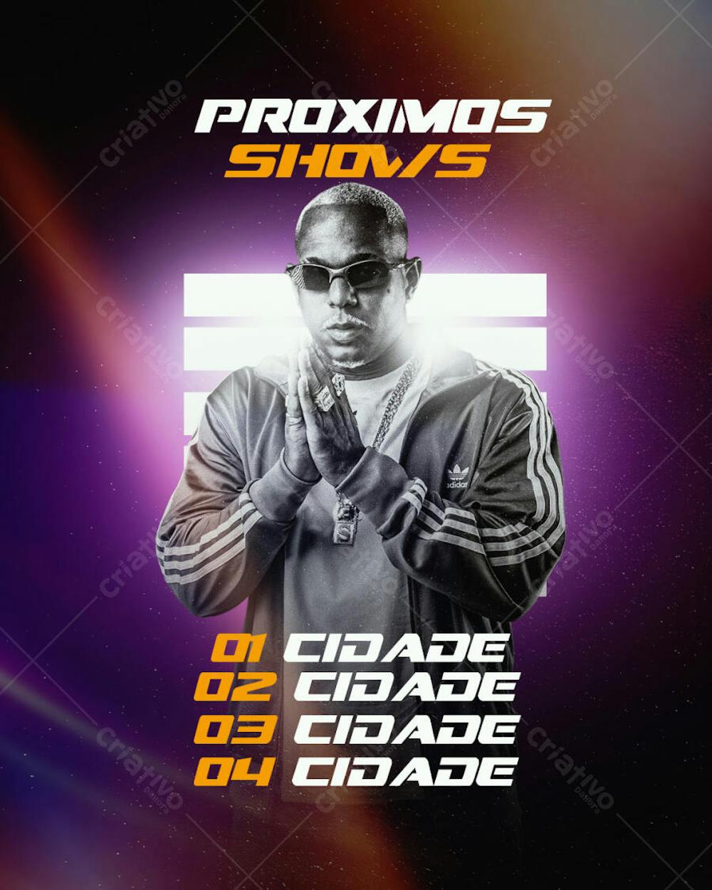 AGENDA DE PRÓXIMOS SHOWS ARTISTA DE FUNK PAGODÃO OH POLÊMICO PARA FEED PSD EDITÁVEL
