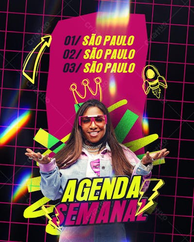 AGENDA DE SHOWS SEMANAL ARTISTA BREGA FUNK MC DANNY PARA FEED PSD EDITÁVEL