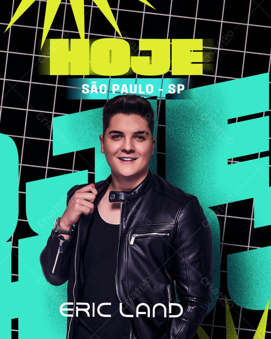 Flyer Show Eric Land em São Paulo PSD Editável