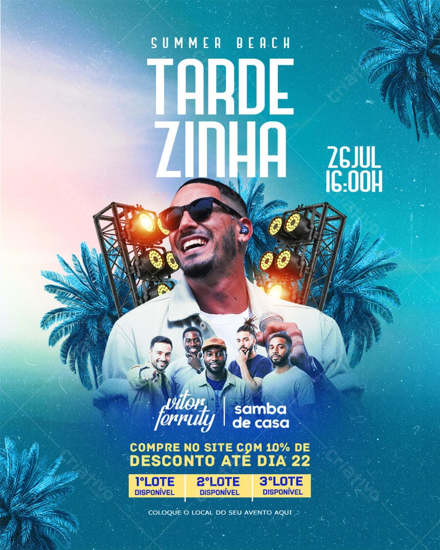 Flyer para Show Vitor Ferruty e Samba de Casa PSD Editável