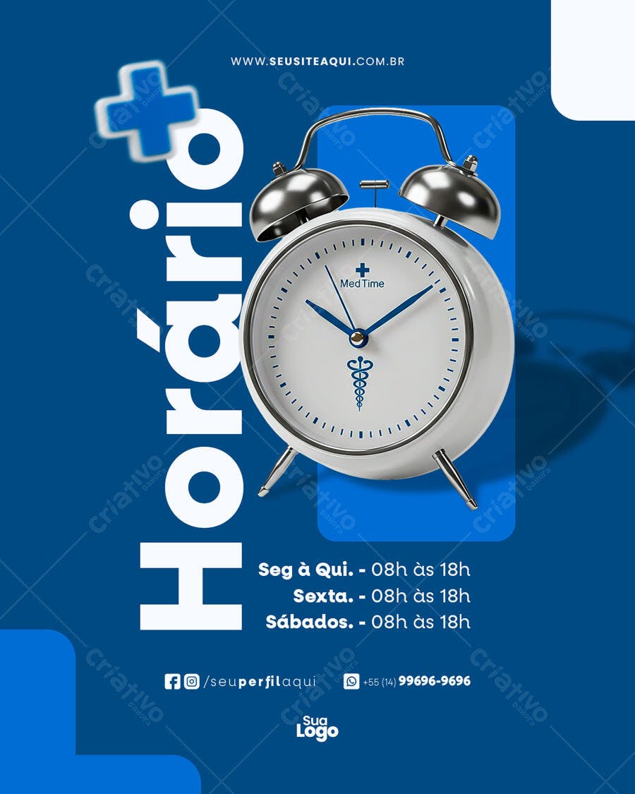 Flyer Horário de Funcionamento Clínico PSD Editável