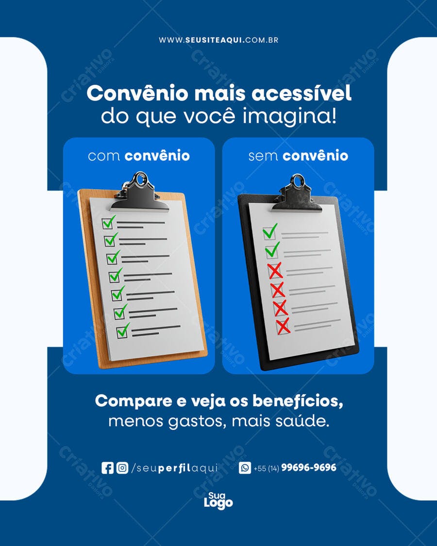 Post para Redes Sociais sobre Convênio Médico PSD Editável