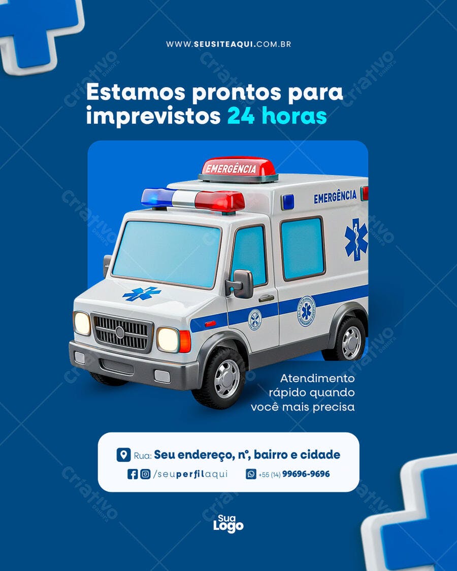 Post para Redes Sociais Ambulância PSD Editável