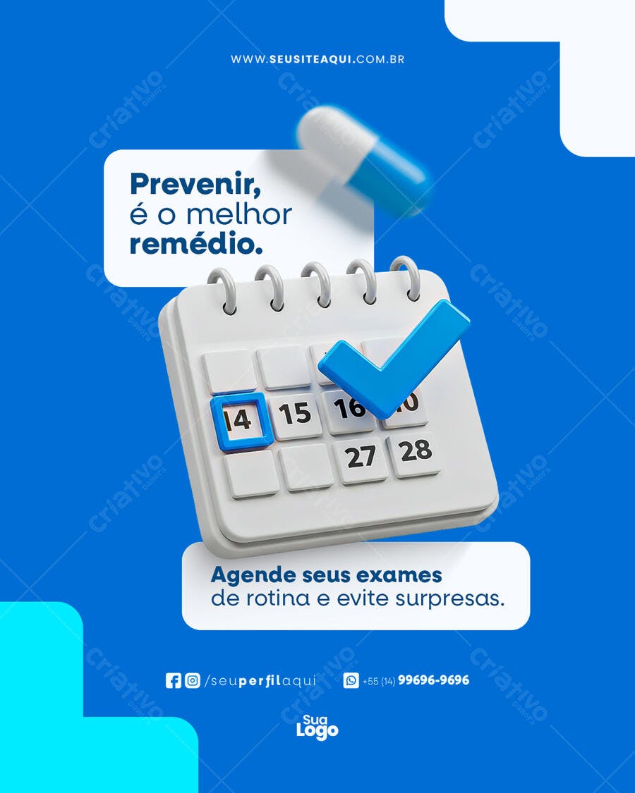 Post para Redes Sociais Saúde Preventiva PSD Editável