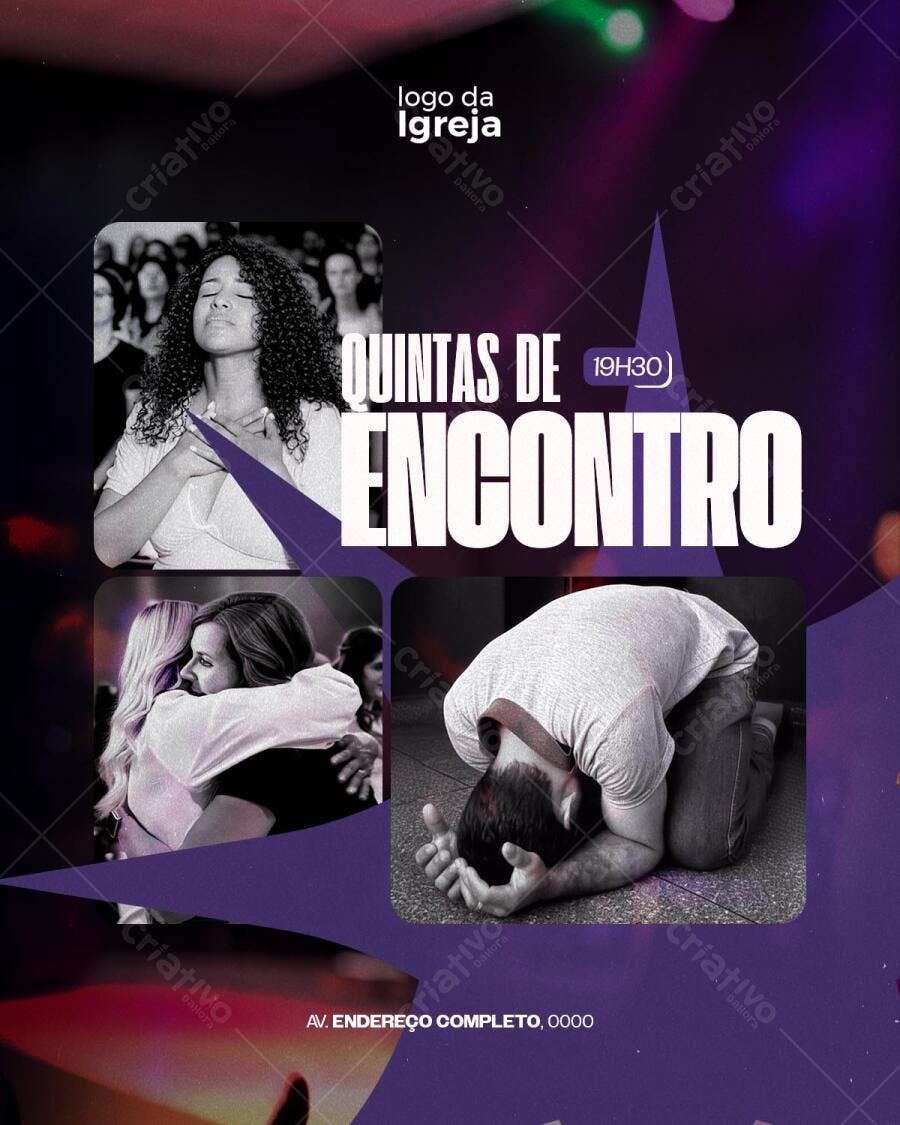 Flyer para Encontro de Quintas na Igreja PSD Editável