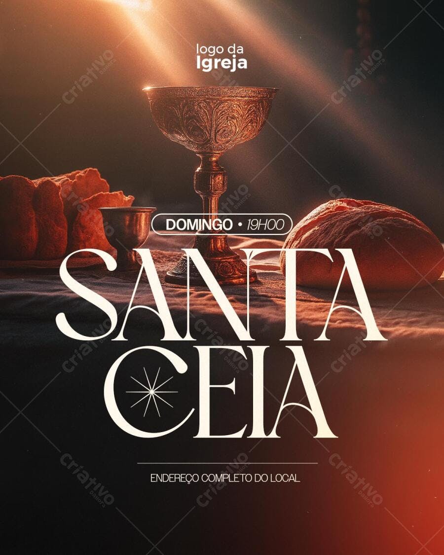 Flyer para Santa Ceia Domingo PSD Editável