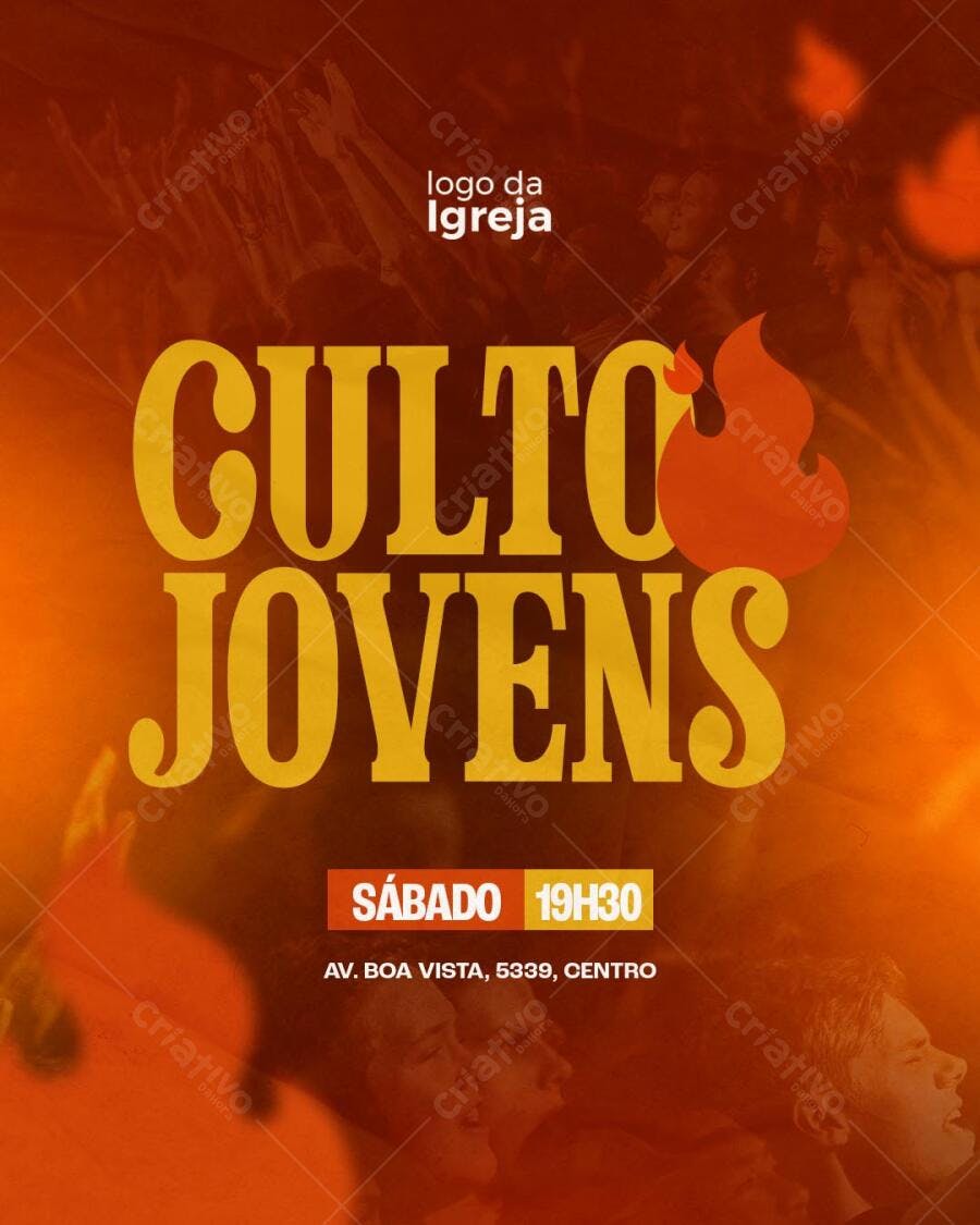 Flyer para Culto de Jovens PSD Editável