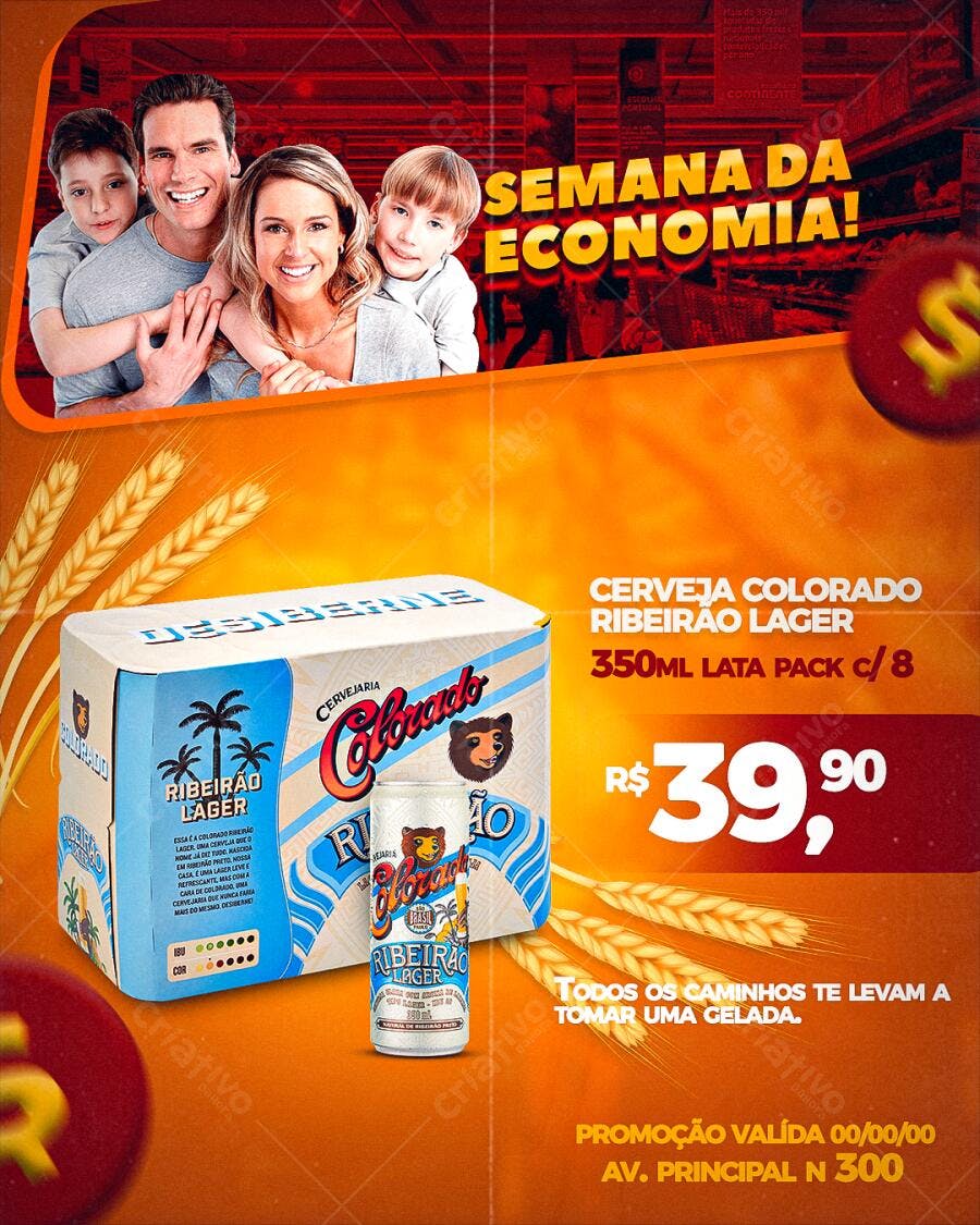 Flyer Cerveja Promoção Semana da Economia PSD Editável