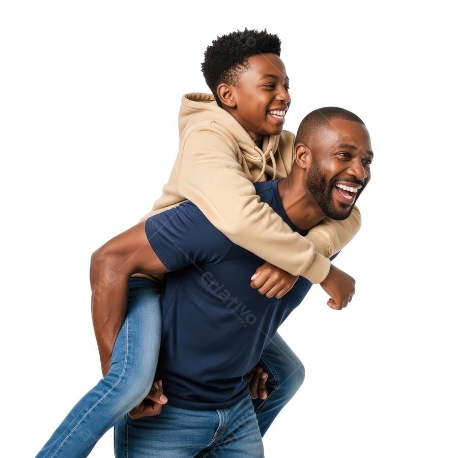 Pai e filho afro-americanos se divertindo