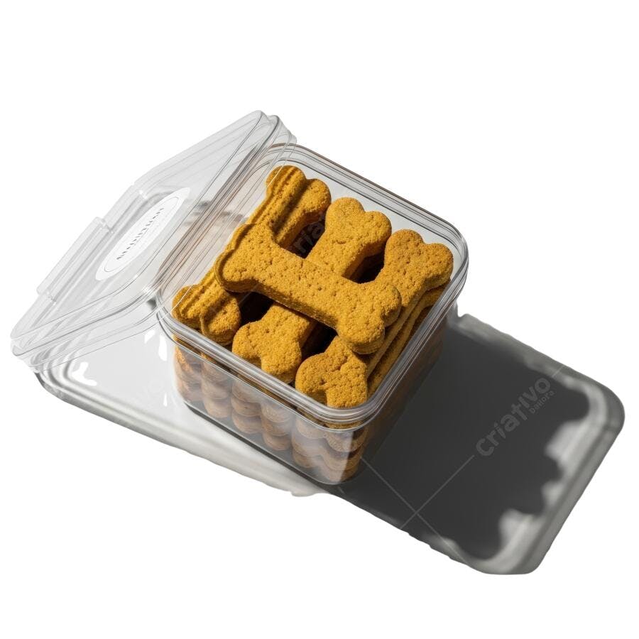 Biscoitos para cachorro em pote transparente