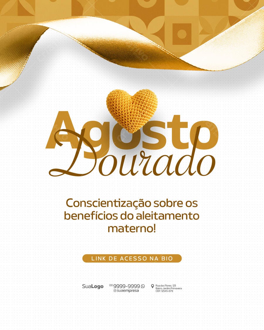 Post Agosto Dourado PSD Editável