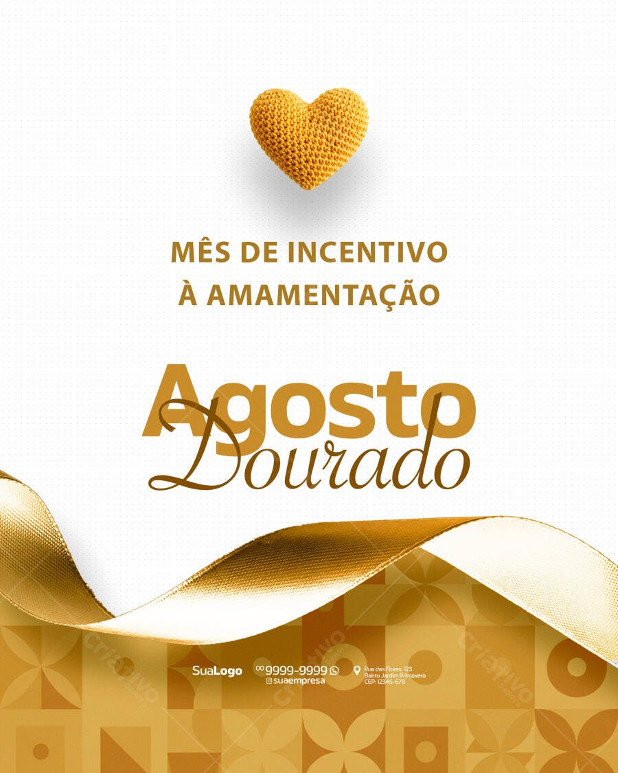Post para Agosto Dourado PSD Editável