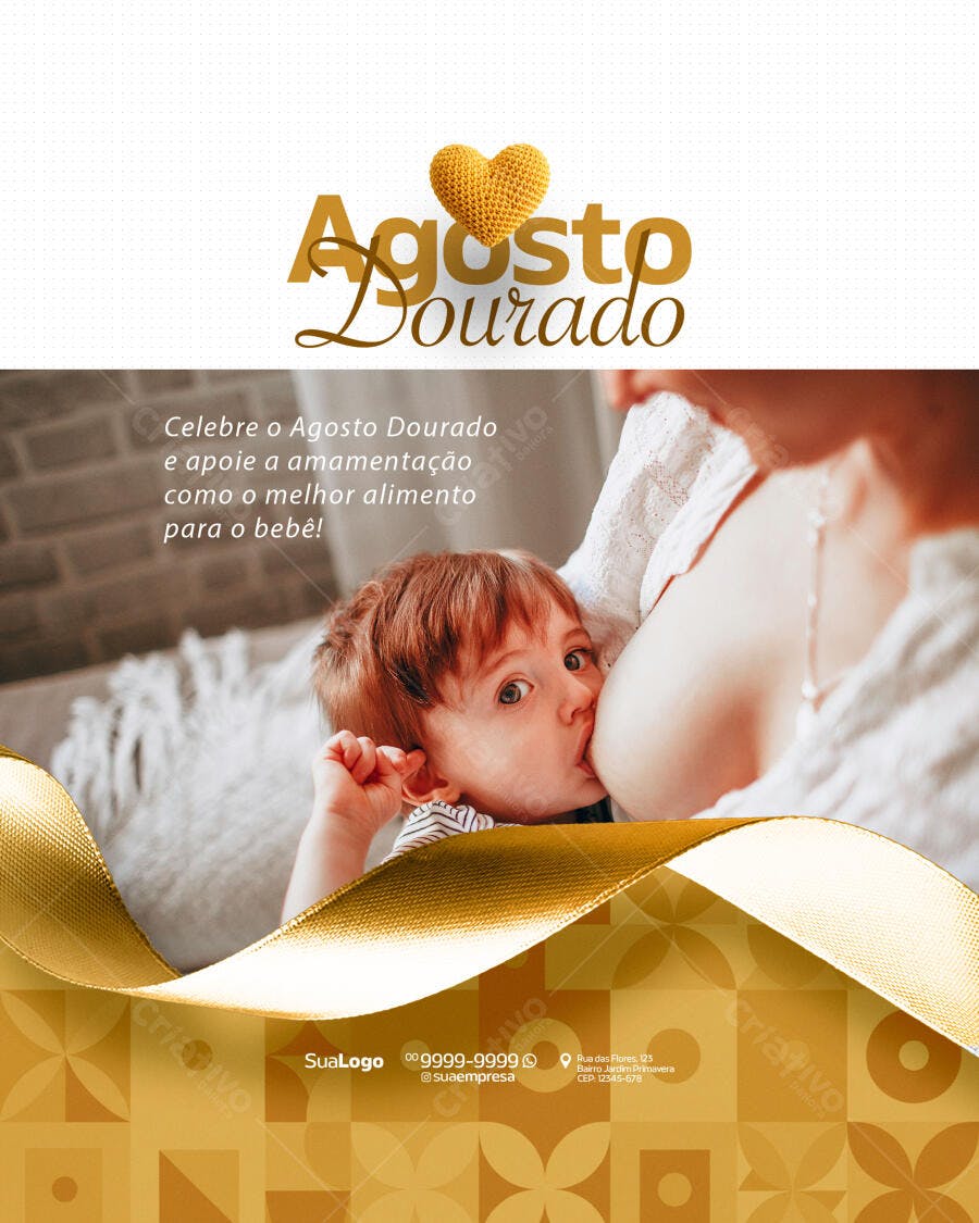 Post Agosto Dourado PSD Editável