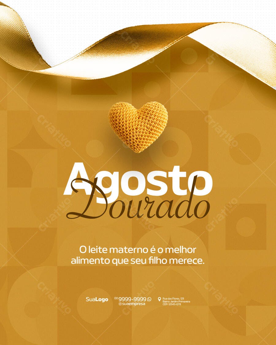 Flyer Agosto Dourado PSD Editável