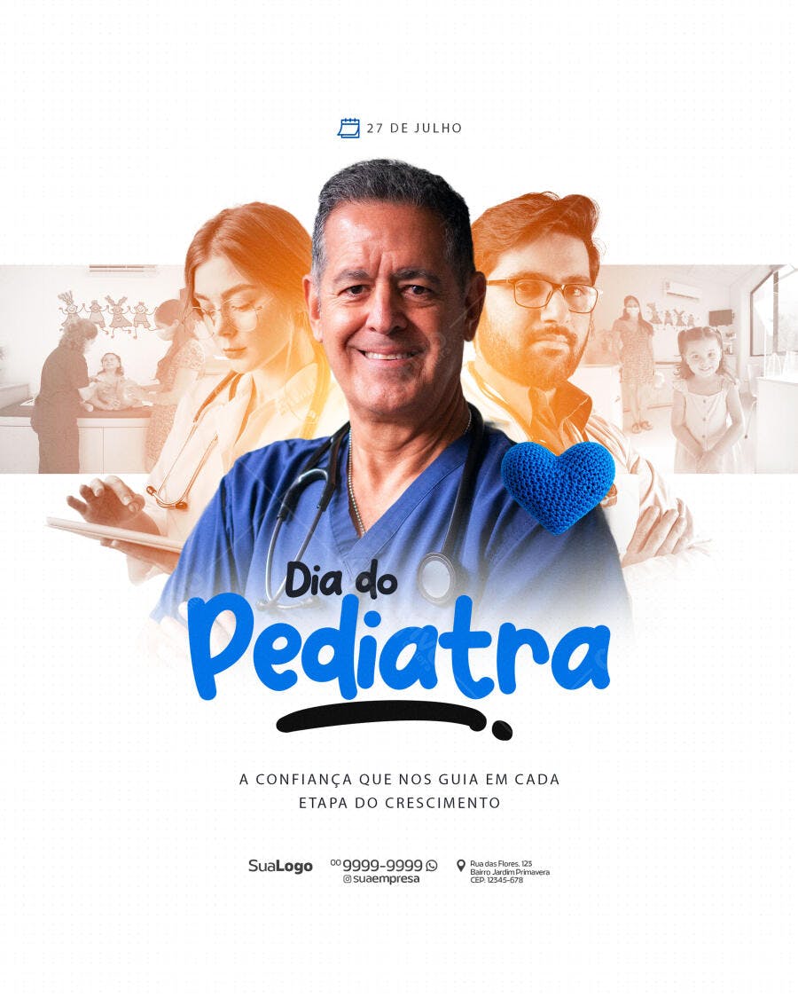 Flyer Dia do Pediatra 27 de Julho PSD Editável