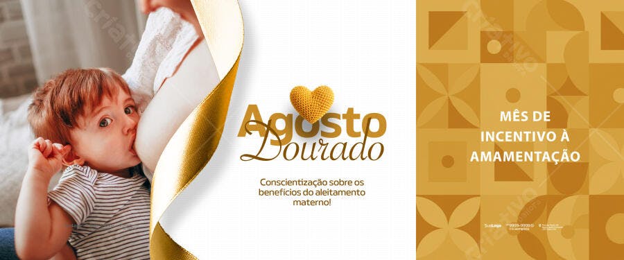 Banner Agosto Dourado Amamentação PSD Editável