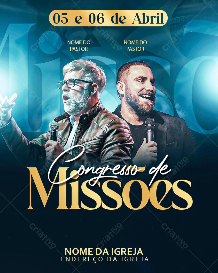 Flyer para Congresso de Missões 05 e 06 de Abril PSD Editável