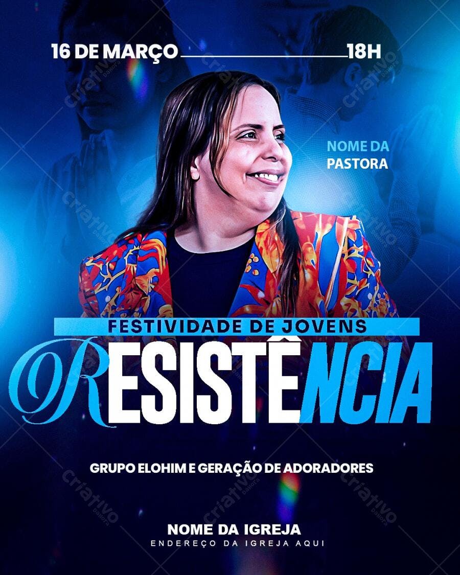 Flyer Igreja Evento Jovens 16 de Março PSD Editável