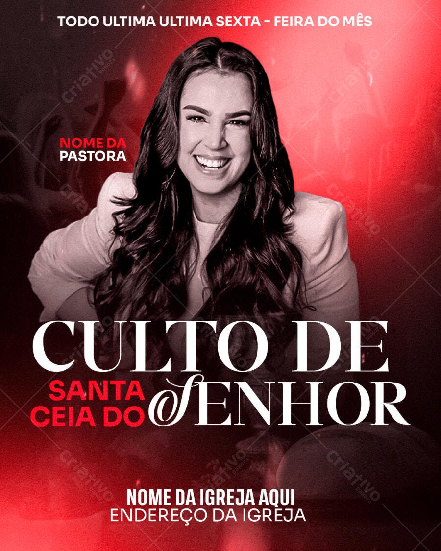 Flyer para Culto da Santa Ceia PSD Editável