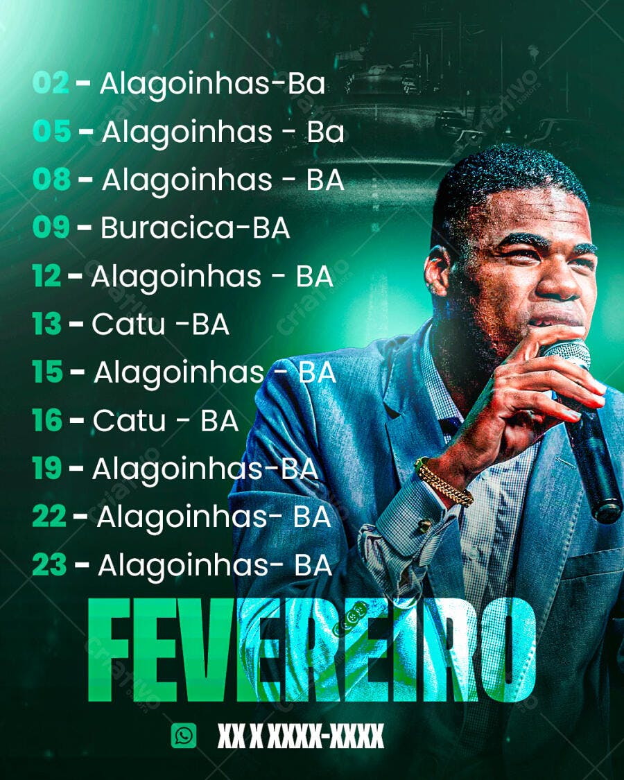 Flyer de Shows Fevereiro PSD Editável