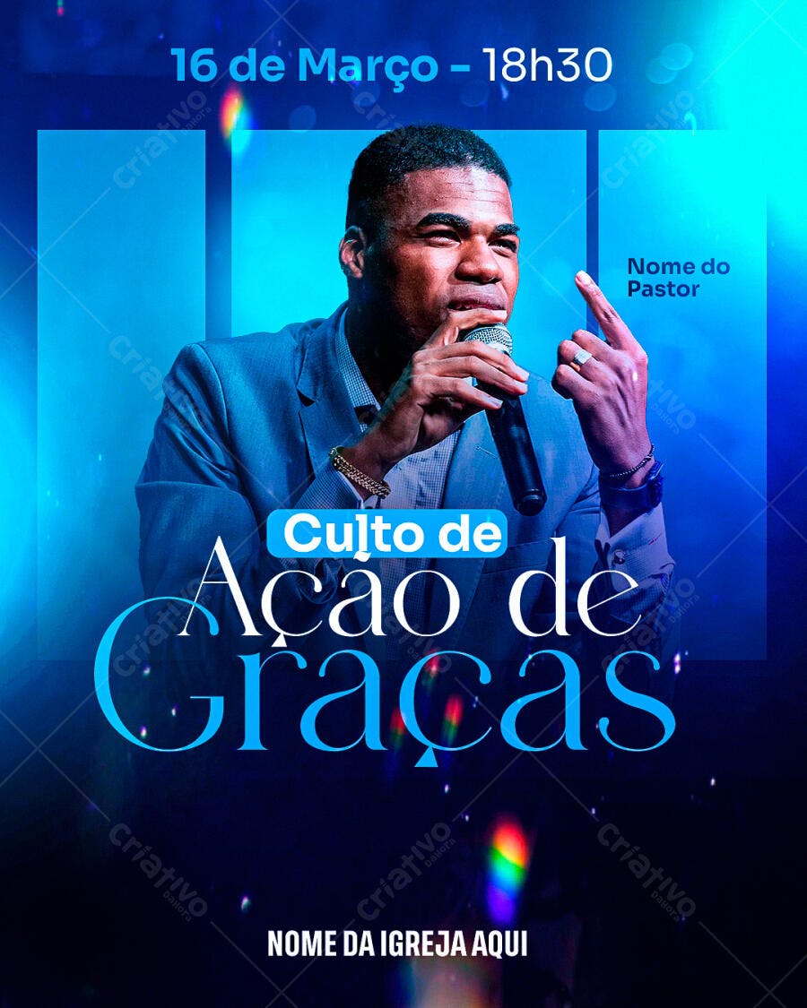 Flyer para Culto de Ação de Graças PSD Editável
