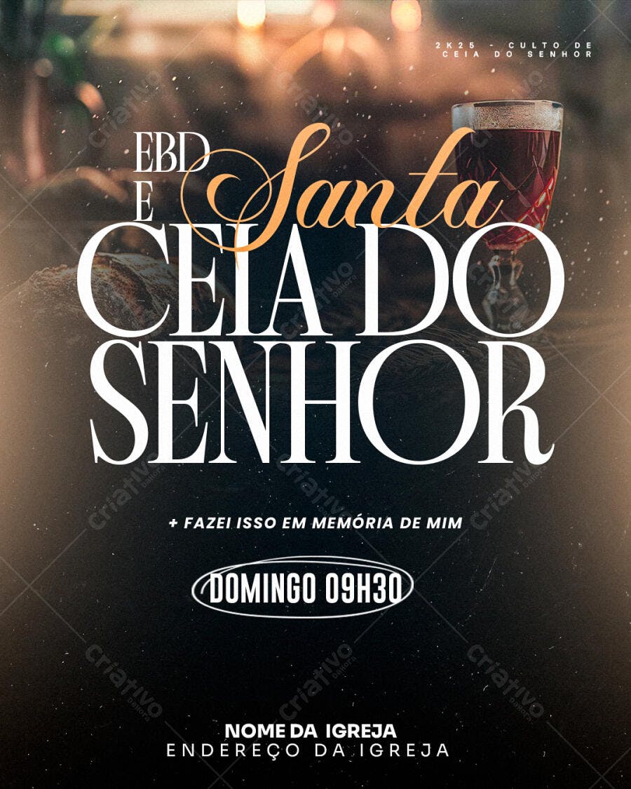 Flyer para Culto da Ceia do Senhor PSD Editável