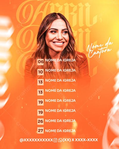 67 - FLYER DE AGENDAS MENSAL - CANTORA