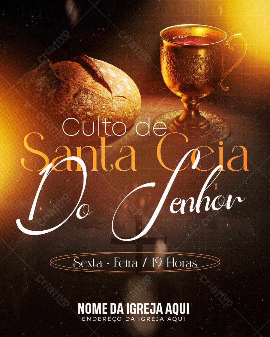 Flyer para Culto de Santa Ceia PSD Editável