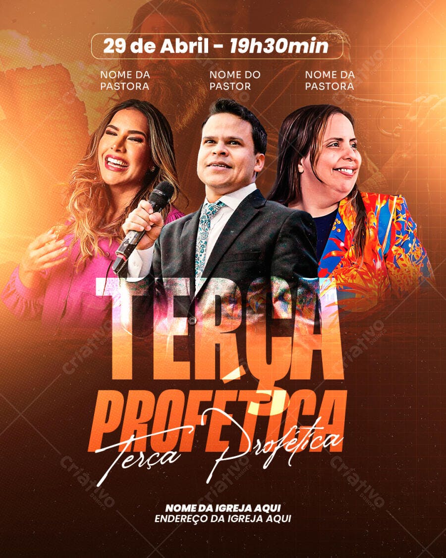 Flyer para Terça Profética 29 de Abril PSD Editável