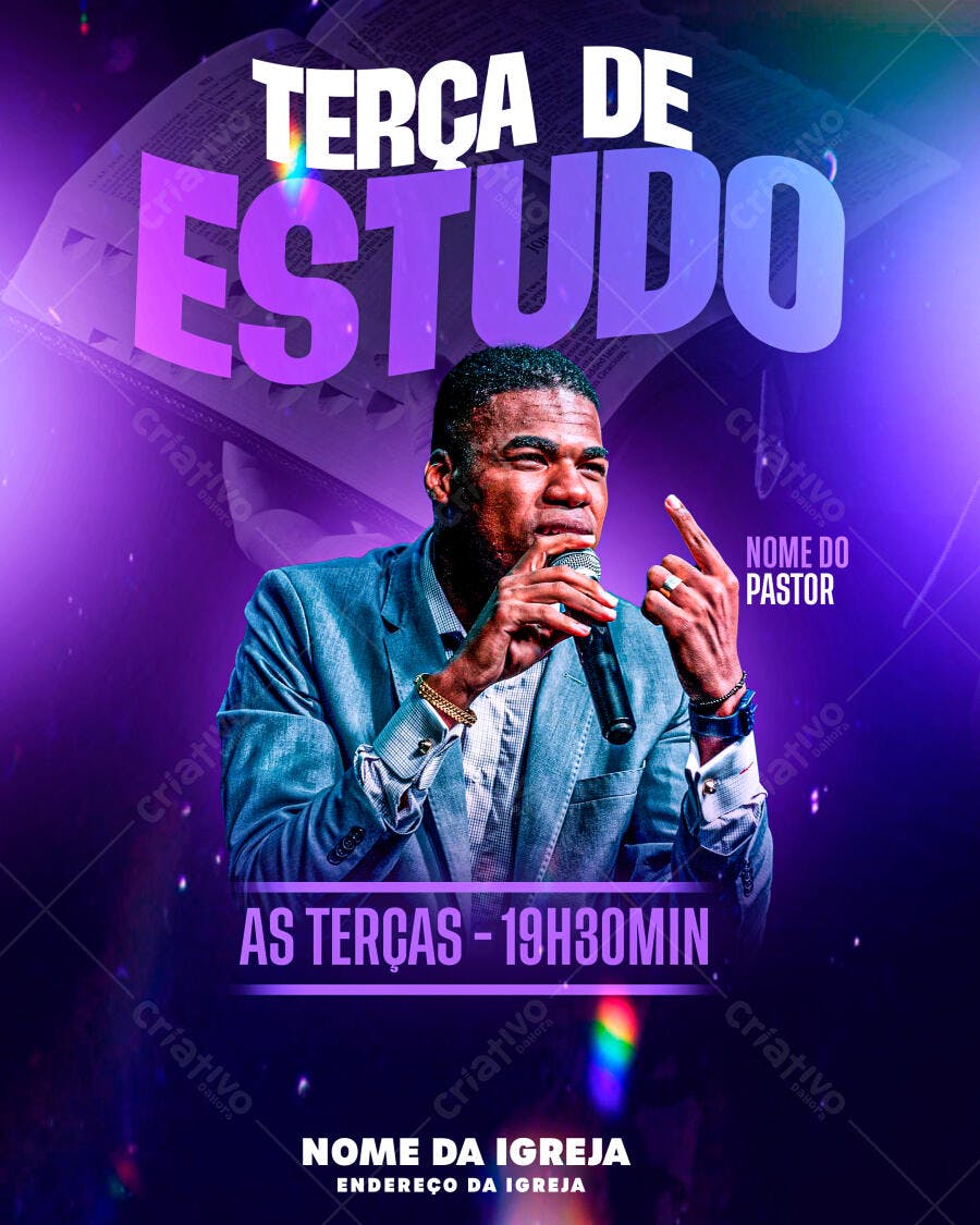 Flyer para Estudo Bíblico Terças PSD Editável