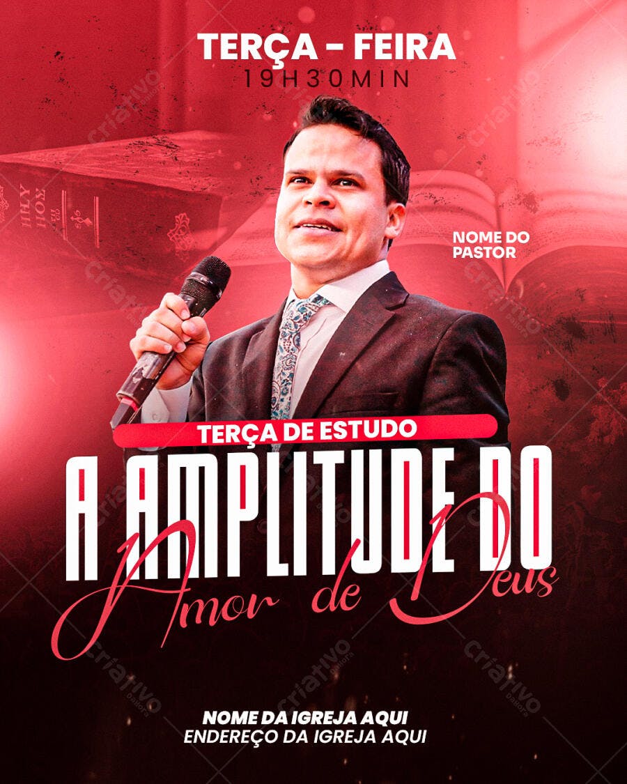 Flyer para Estudo Bíblico Terça-feira PSD Editável