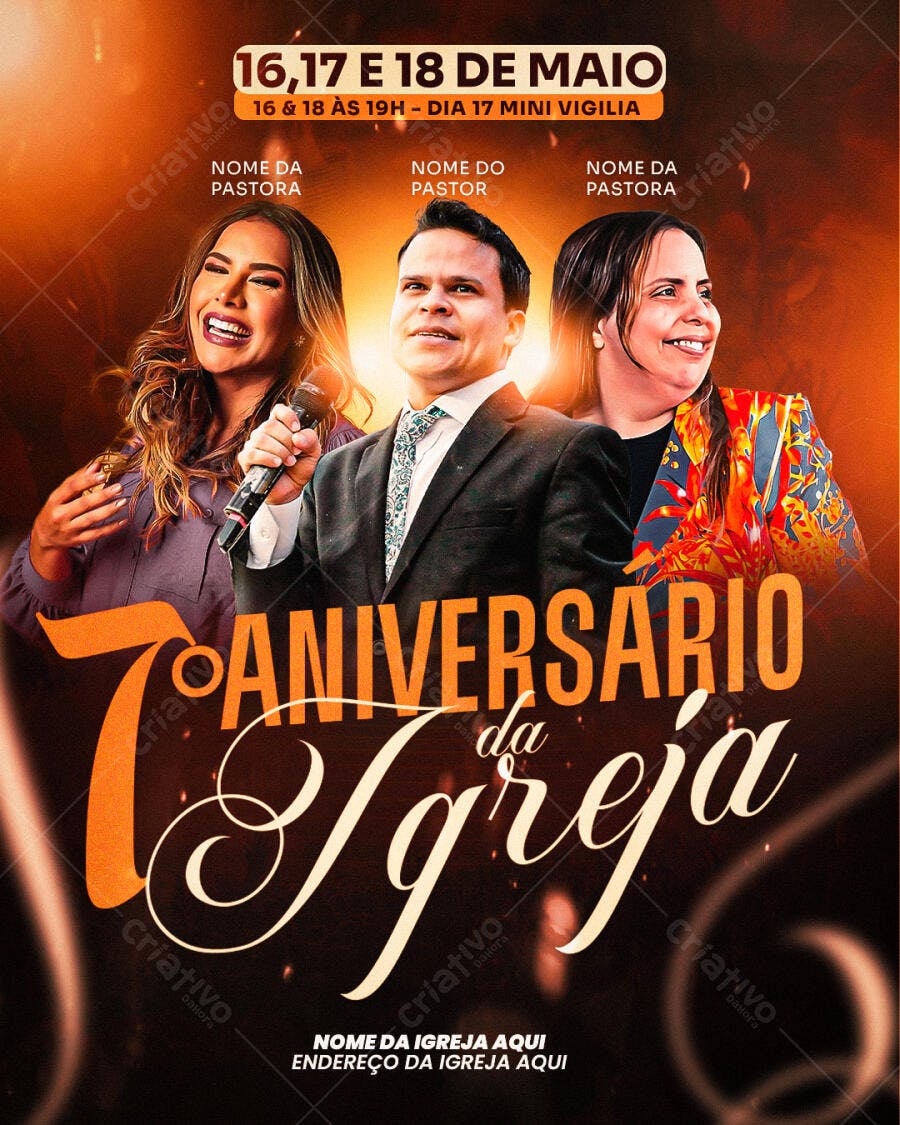 Flyer 7º Aniversário Igreja PSD Editável
