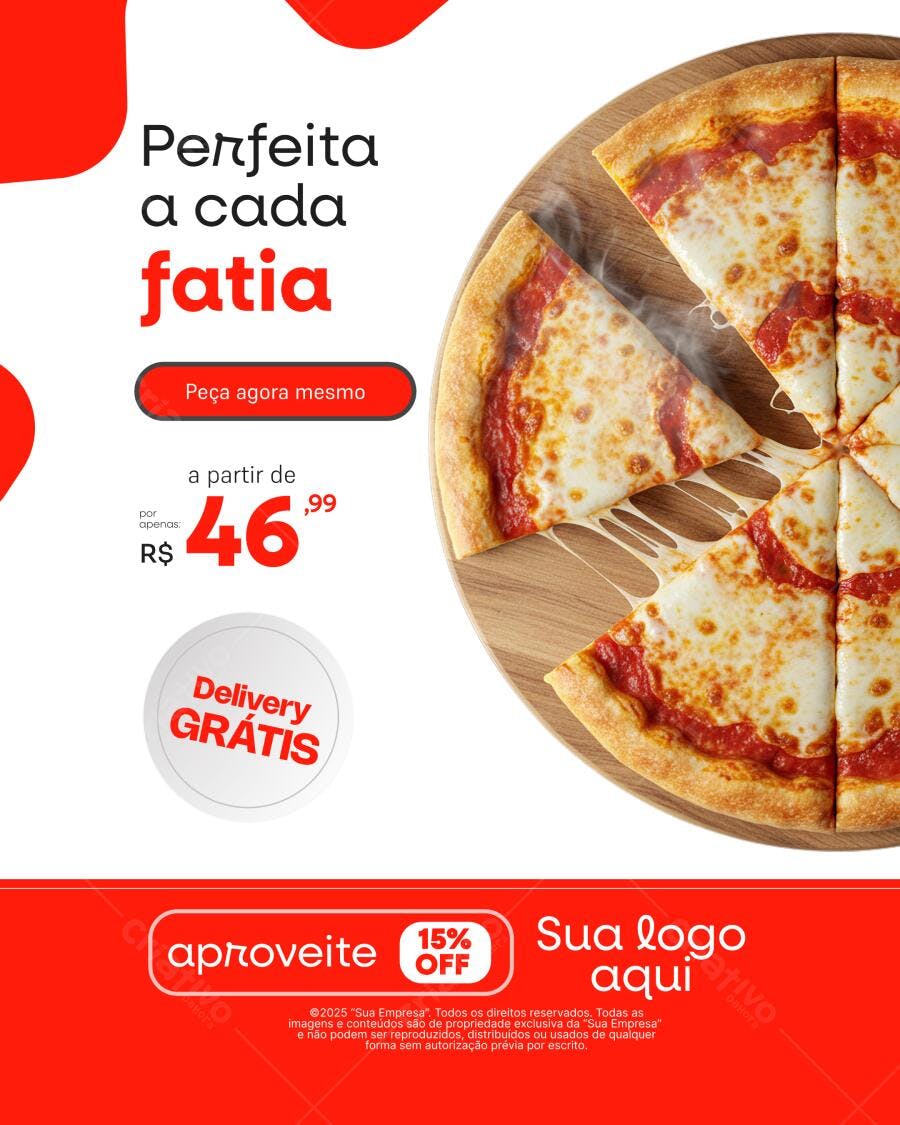 Flyer para Pizzaria com Entrega Grátis PSD Editável