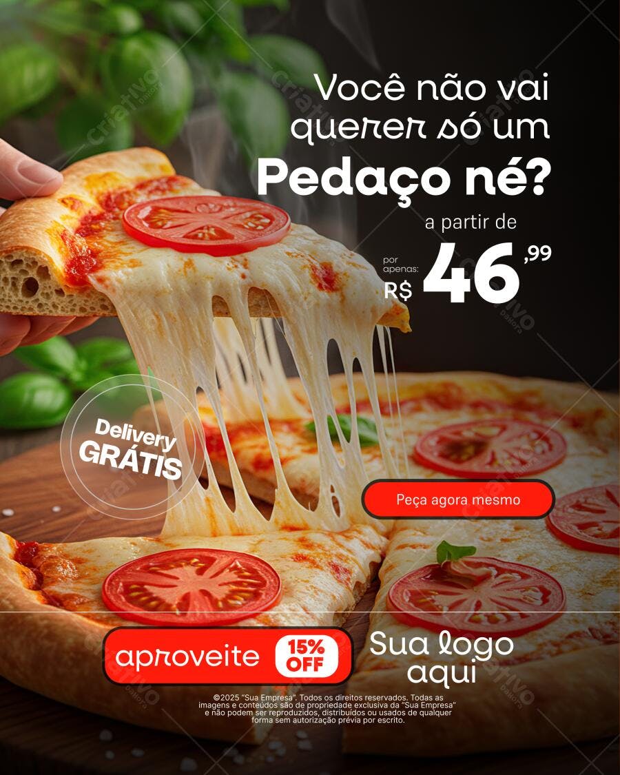 Flyer para Promoção de Pizza PSD Editável