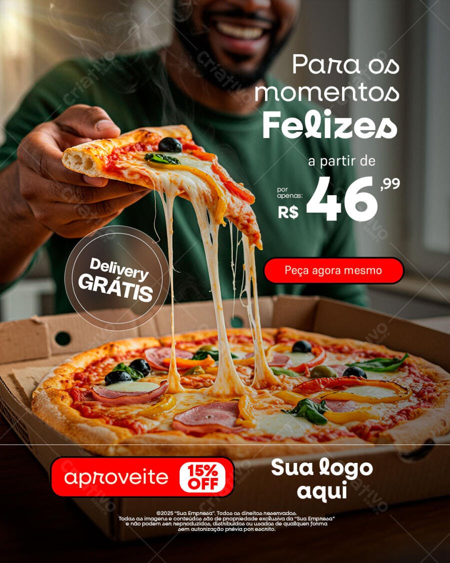Flyer para Pizzaria com Promoção PSD Editável