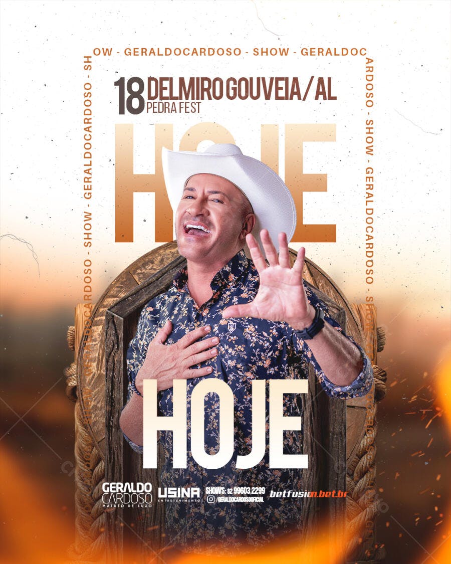 Flyer Show Geraldo Cardoso em Delmiro Gouveia PSD Editável