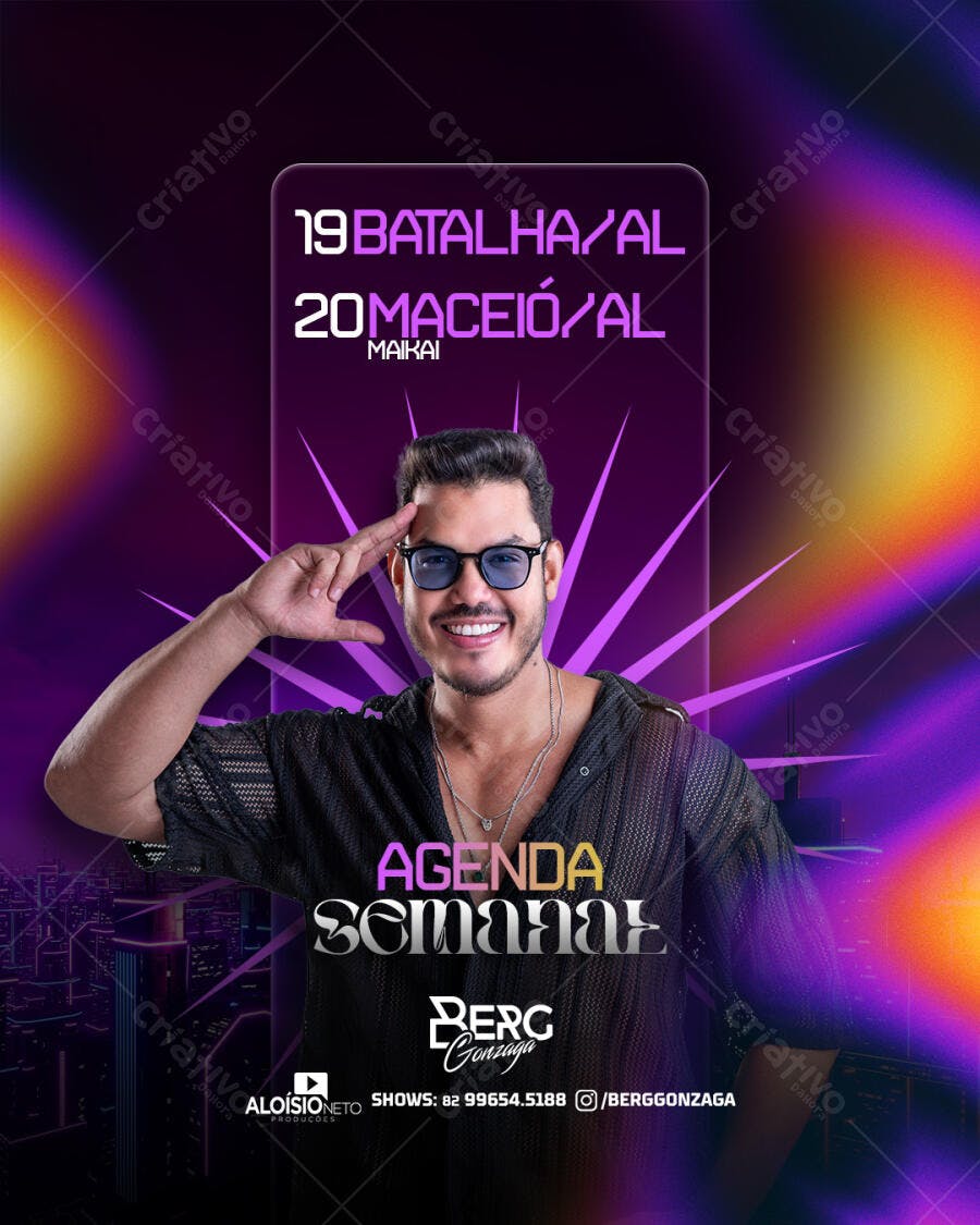 Flyer Agenda Semanal Berg Gonzaga PSD Editável