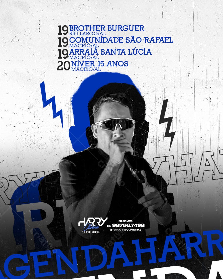 Flyer para Show do Harry Oliveira PSD Editável