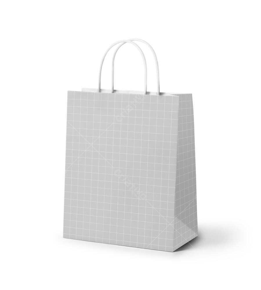 Mockup Sacola Papel Cinza Claro - Design Minimalista