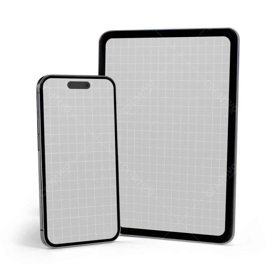 Mockup Realista de Smartphone e Tablet Preto