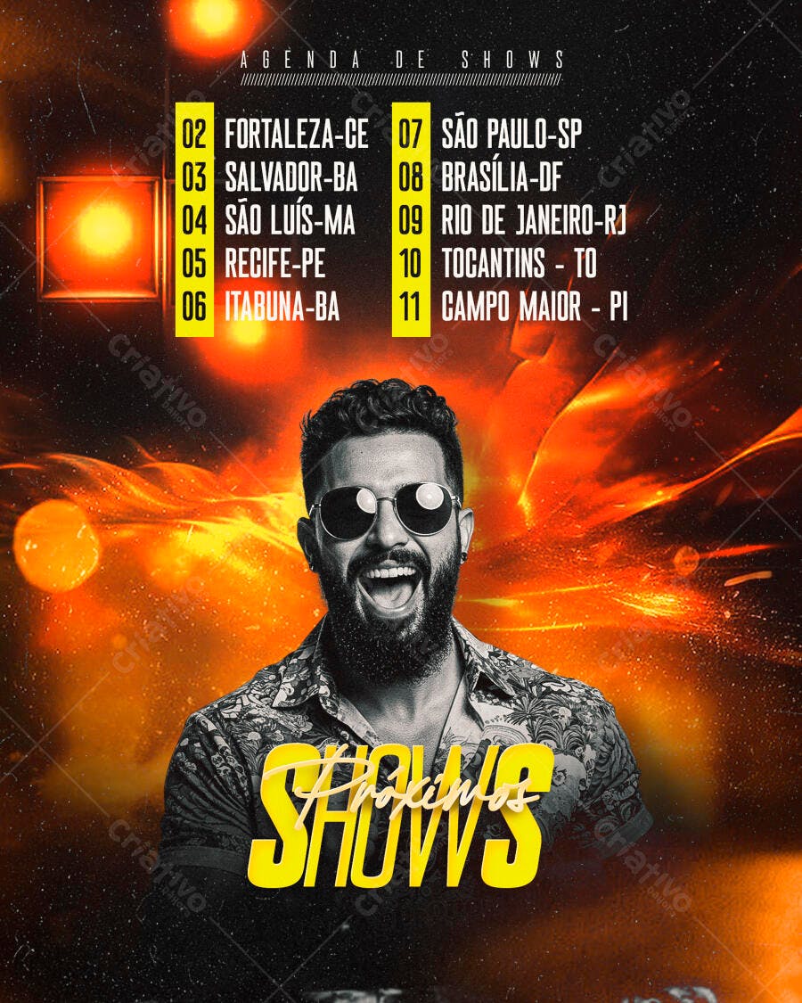 Flyer para Shows Musicais PSD Editável