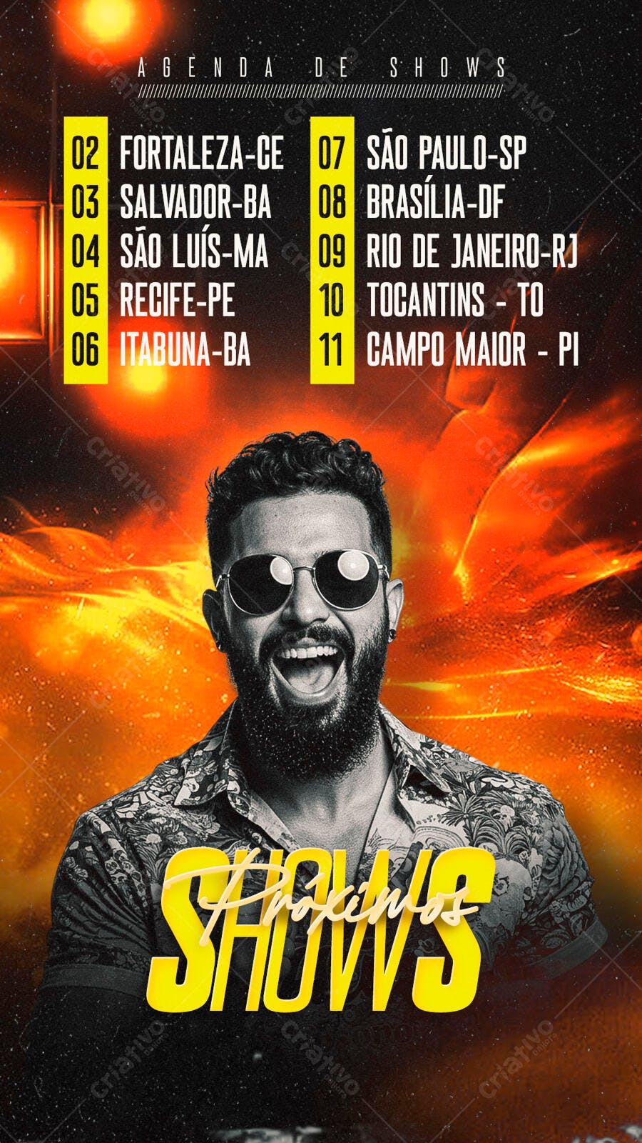 Flyer para Shows de Música PSD Editável